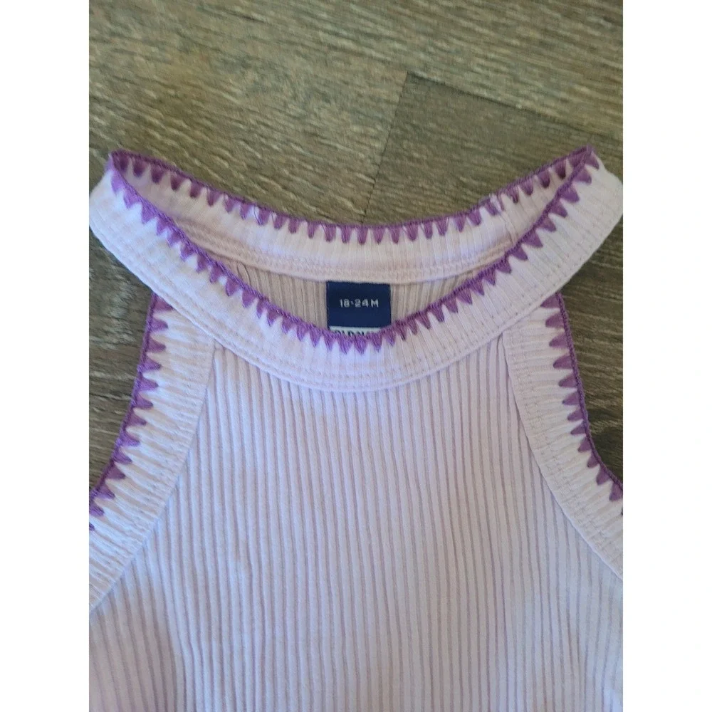Old Navy Baby Girls Lavender Ribbed‎ Whipstitch Tank Top 18-24M Purple Trim #5